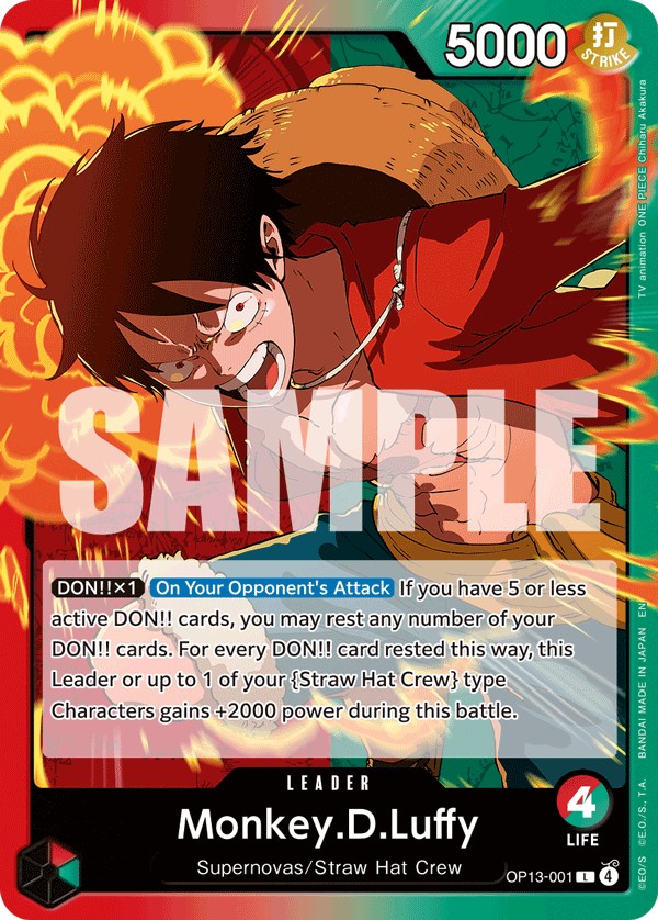 2025 One Piece Card Game CARRYING ON HIS WILL Monkey.D.Luffy #OP13-001 trading card