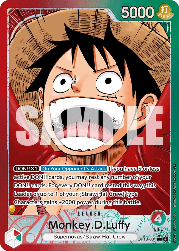 2025 One Piece Card Game CARRYING ON HIS WILL Monkey.D.Luffy #OP13-001 trading card