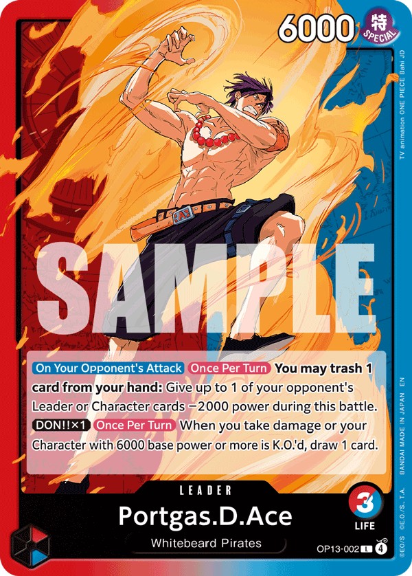 2025 One Piece Card Game CARRYING ON HIS WILL Portgas.D.Ace #OP13-002 trading card