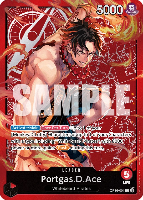 2026 One Piece Card Game THE TIME OF BATTLE Portgas.D.Ace #OP16-001 trading card