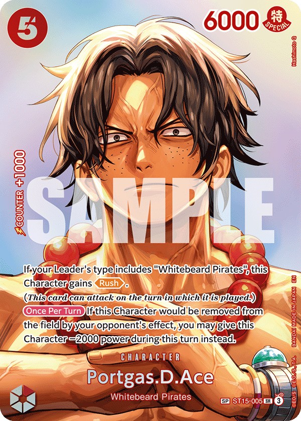 2024 One Piece Card Game Red Edward.Newgate Portgas.D.Ace #ST15-005 trading card