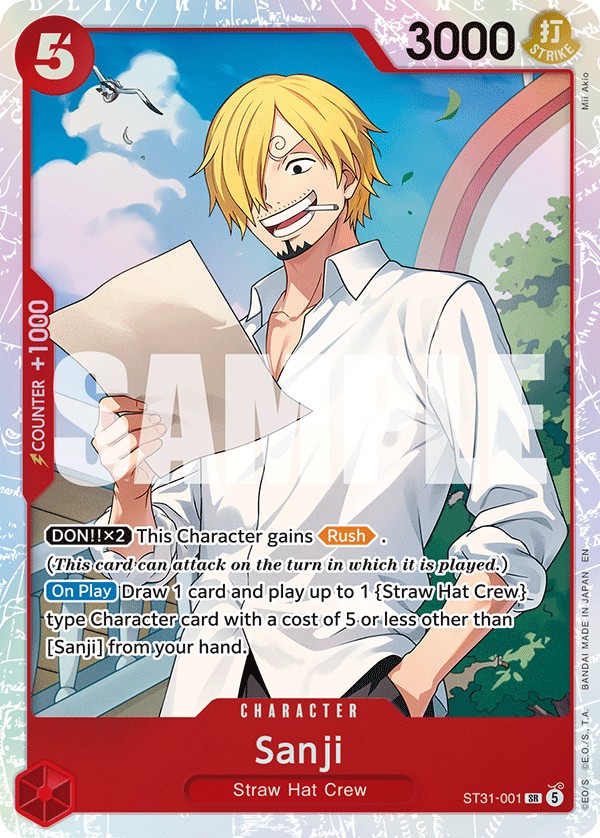2026 One Piece Card Game RED Monkey.D.Luffy Sanji #ST31-001 trading card