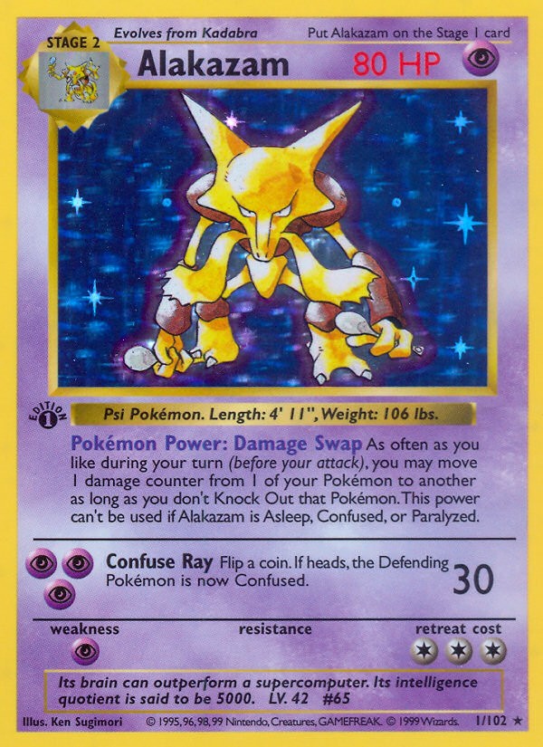 1999 Pokémon Base Set Alakazam #1 trading card