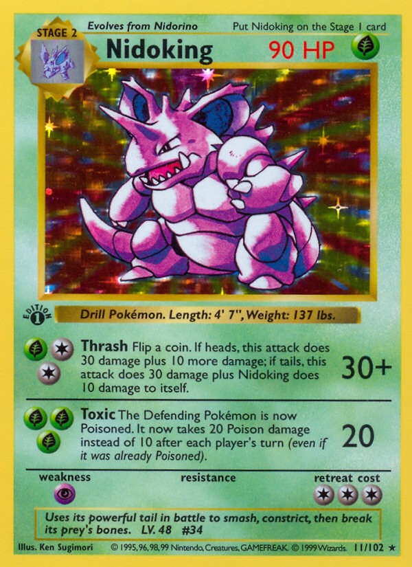 1999 Pokémon Base Set Nidoking #11 trading card