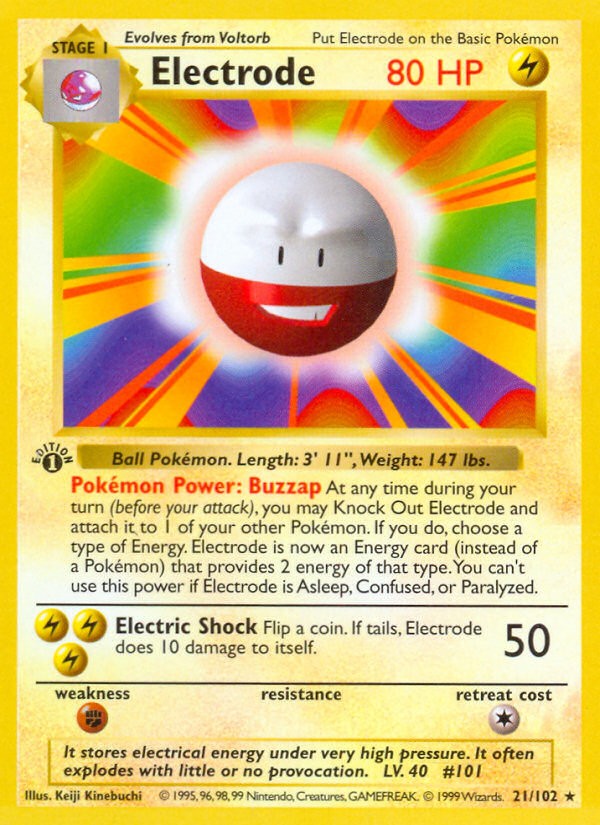 1999 Pokémon Base Electrode #21 trading card