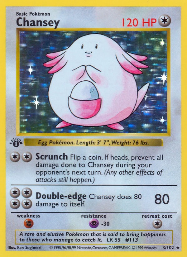 1999 Pokémon Base Set Chansey #3 trading card