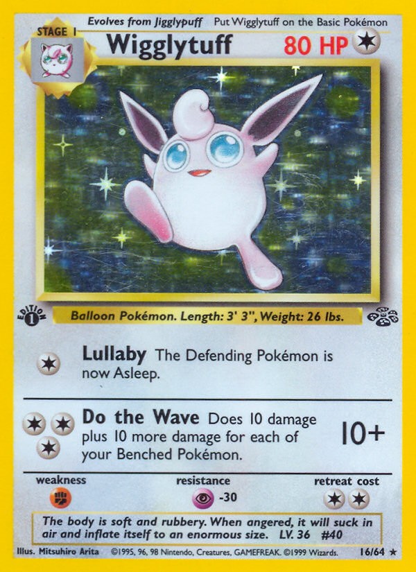 1999 Pokémon Jungle Wigglytuff #16 trading card
