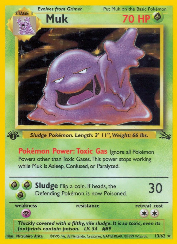 1999 Pokémon Fossil Muk #13 trading card