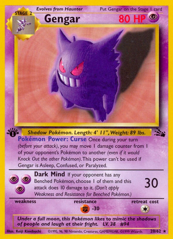 1999 Pokémon Fossil 1999 Pokémon Fossil #20 trading card