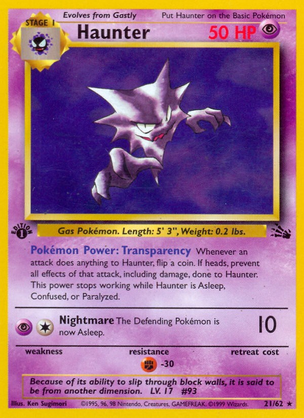 1999 Pokémon Fossil 1999 Pokémon Fossil #21 trading card