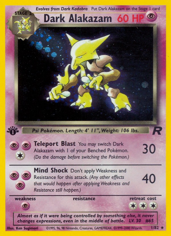2000 Pokémon Team Rocket Dark Alakazam #1 trading card