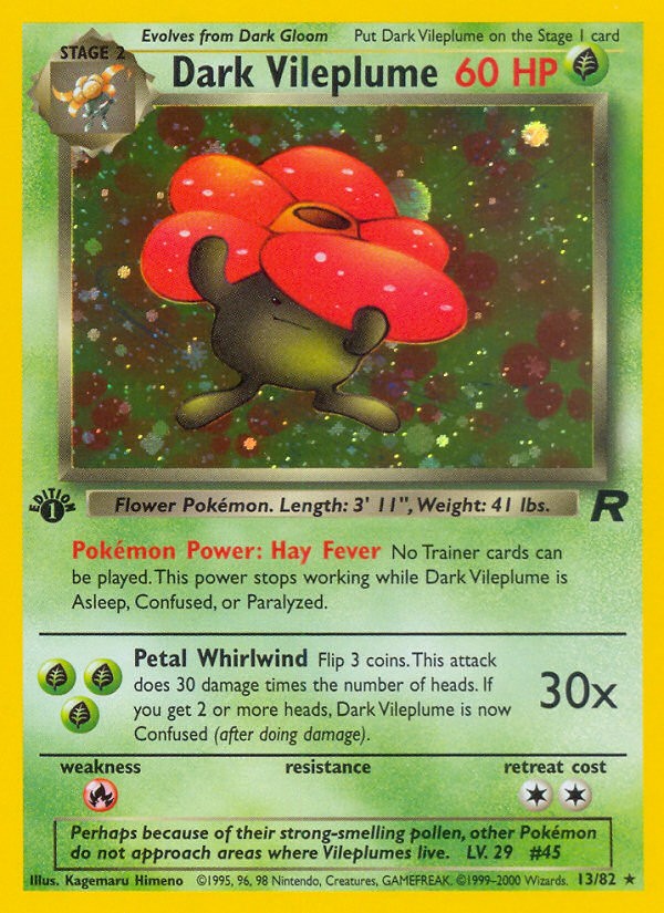 2000 Pokémon Team Rocket Dark Vileplume #13 trading card