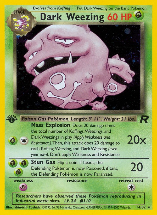 2000 Pokémon Team Rocket Dark Weezing #14 trading card