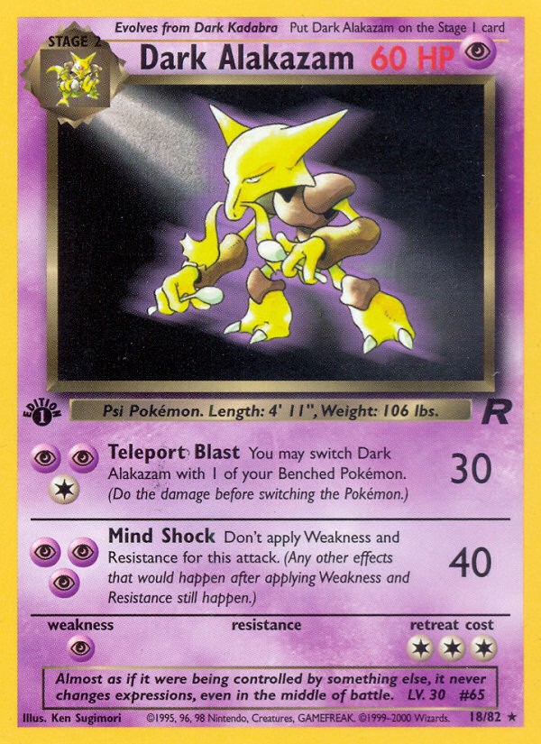 2000 Pokémon Team Rocket Dark Alakazam #18 trading card