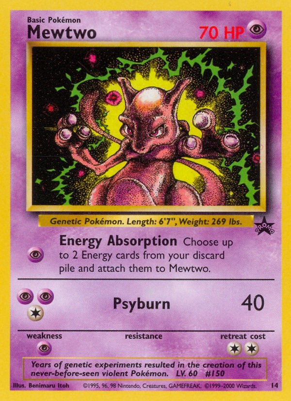 1999 Pokémon Wizards Black Star Promos Mewtwo #14 trading card