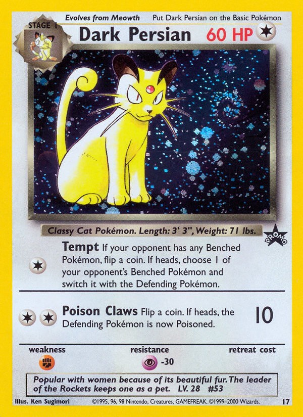 1999 Pokémon Wizards Black Star Promos Dark Persian #17 trading card