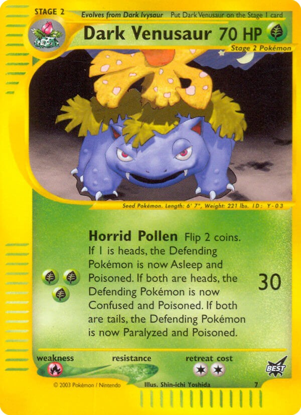 2002 Pokémon Best of Game Dark Venusaur #7 trading card