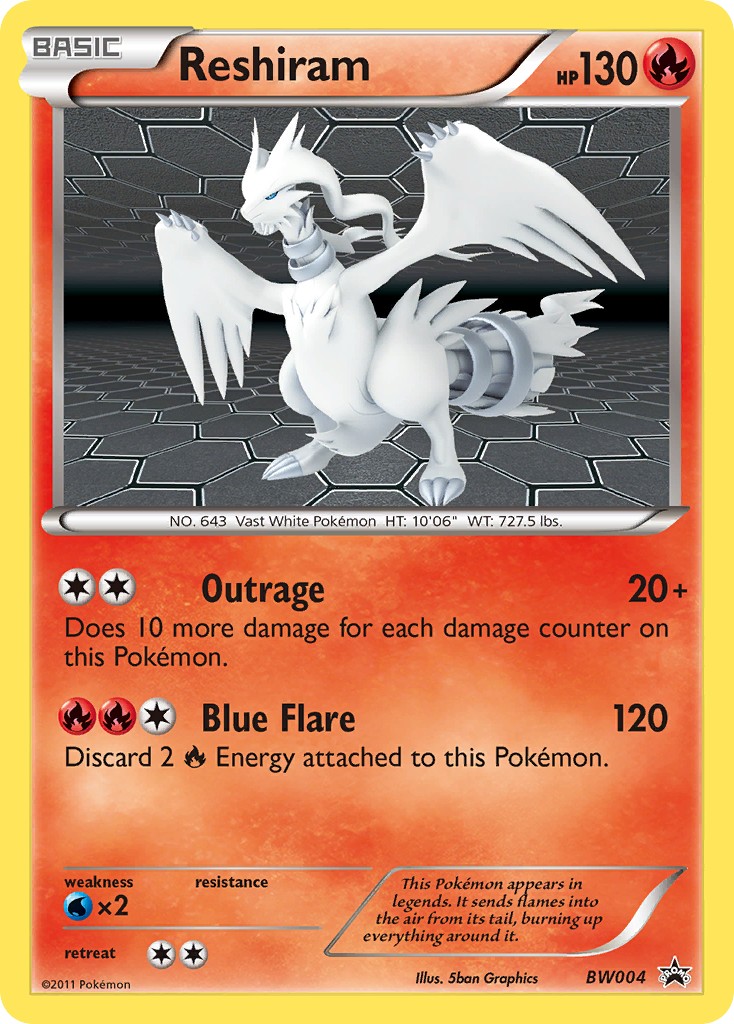 2011 Pokémon BW Black Star Promos Reshiram #BW004 trading card