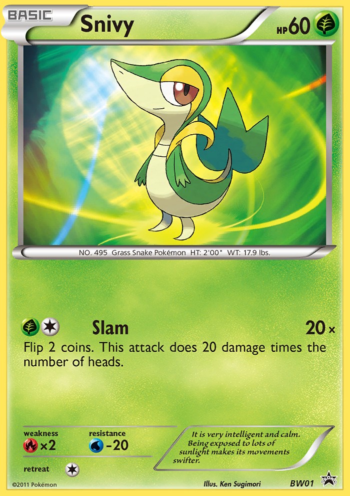 2011 Pokémon BW Black Star Promos Snivy #BW01 trading card