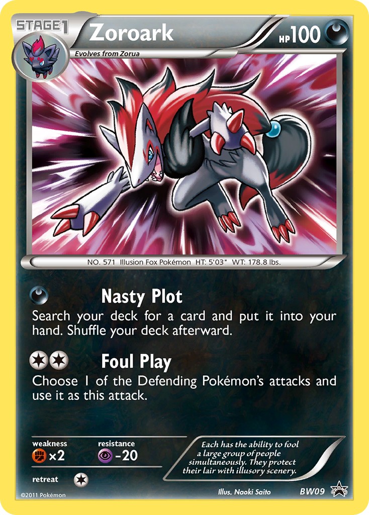 2011 Pokémon BW Black Star Promos Zoroark #BW09 trading card
