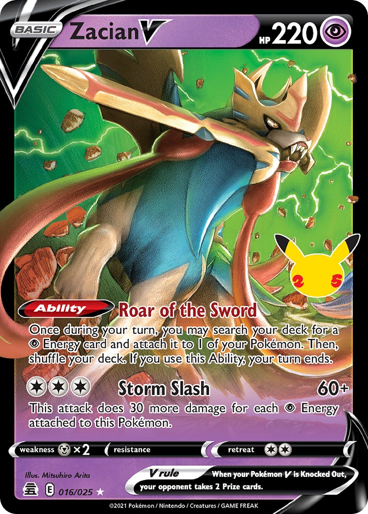 Zacian V (Rare Holo V · Holo) · 2021 · Celebrations