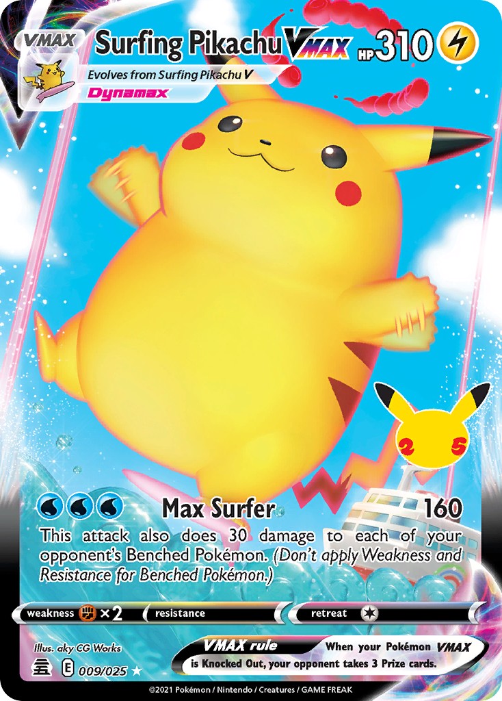 Surfing Pikachu VMAX (Rare Holo VMAX · Holo) · 2021 · Celebrations
