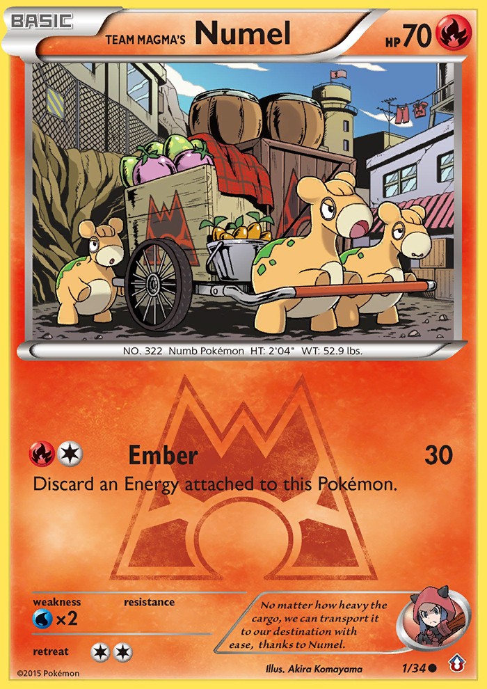 2015 Pokémon Double Crisis Team Magma's Numel #1 trading card