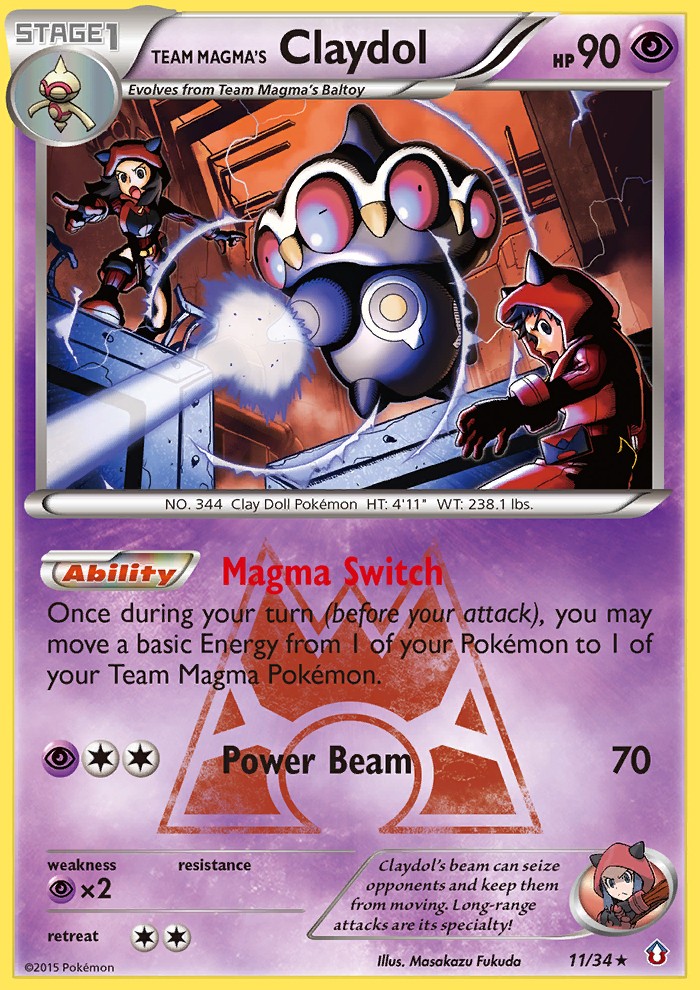 2015 Pokémon Double Crisis Team Magma's Claydol #11 trading card