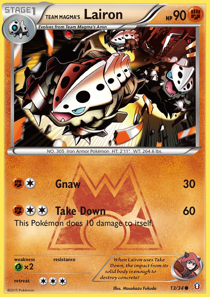2015 Pokémon Double Crisis Team Magma's Lairon #13 trading card
