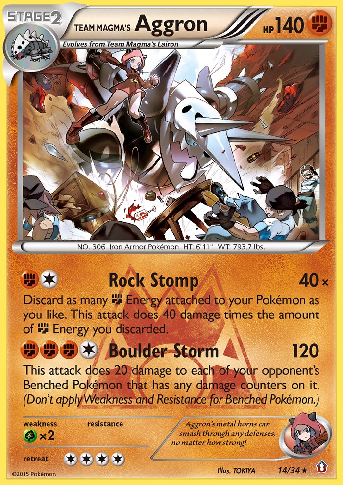 2015 Pokémon Double Crisis Team Magma's Aggron #14 trading card