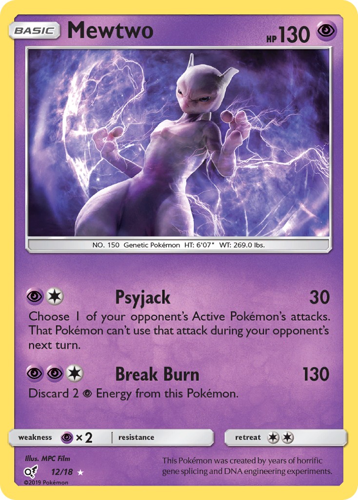 2019 Pokémon Detective Pikachu Mewtwo #12 trading card