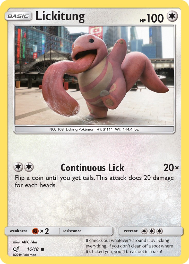 2019 Pokémon Detective Pikachu Lickitung #16 trading card
