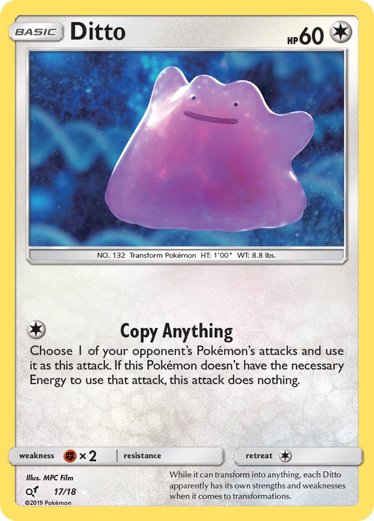 2019 Pokémon Detective Pikachu Ditto #17 trading card