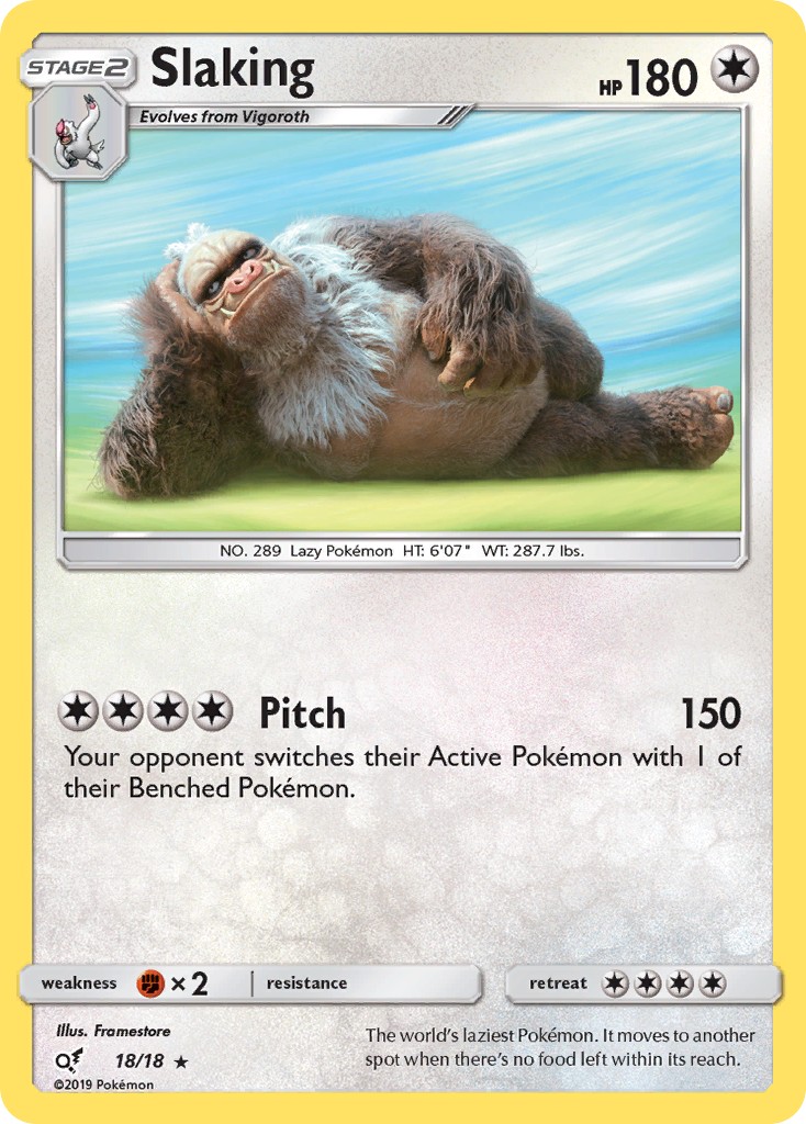 2019 Pokémon Detective Pikachu Slaking #18 trading card