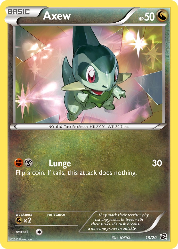 2012 Pokémon Dragon Vault Axew #13 trading card