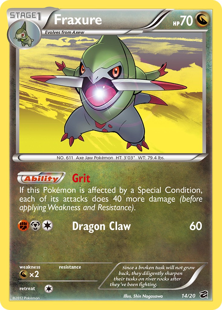 2012 Pokémon Dragon Vault Fraxure #14 trading card