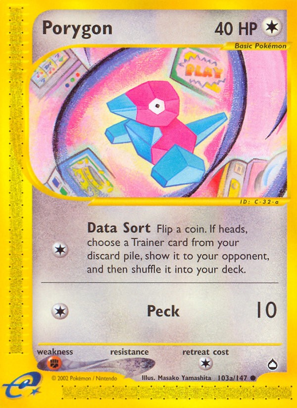 2003 Pokémon Aquapolis Porygon #103 trading card