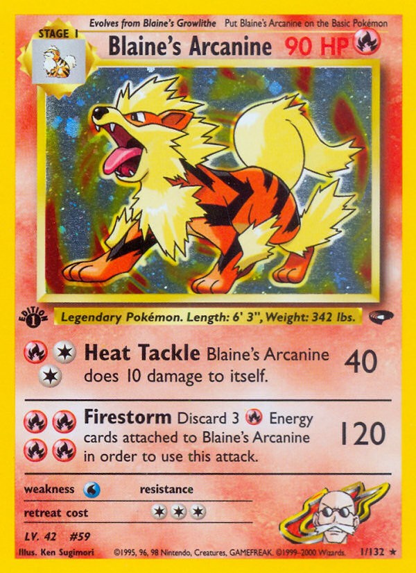 2000 Pokémon Gym Challenge Blaine's Arcanine #1 trading card