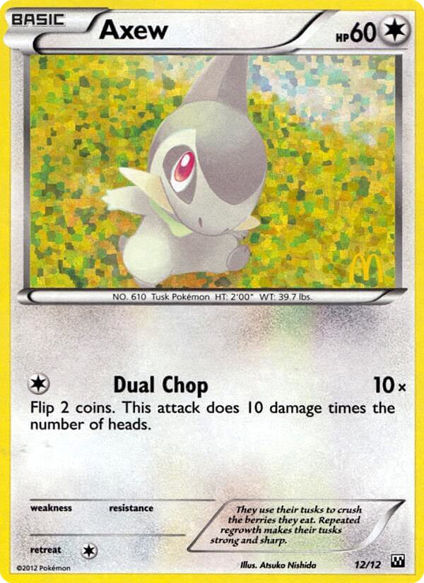 2012 Pokémon McDonald's Collection Axew #12 trading card