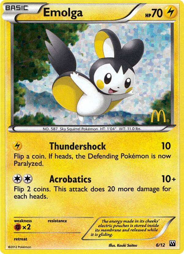 2012 Pokémon McDonald's Collection Emolga #6 trading card