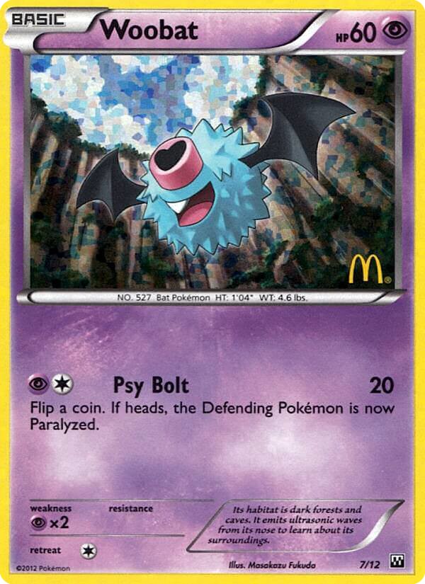 2012 Pokémon McDonald's Collection Woobat #7 trading card