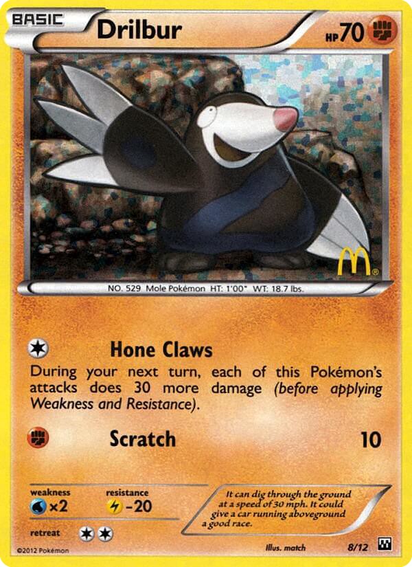 2012 Pokémon McDonald's Collection Drilbur #8 trading card