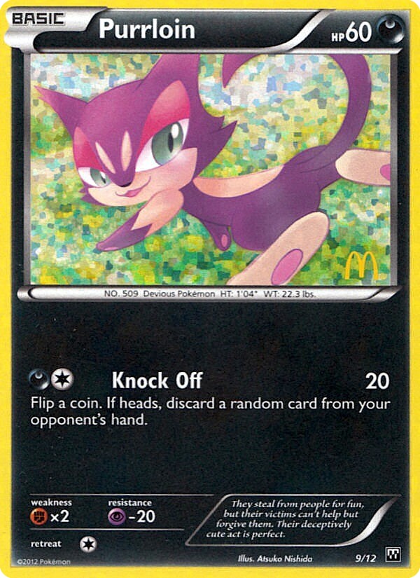 2012 Pokémon McDonald's Collection Purrloin #9 trading card