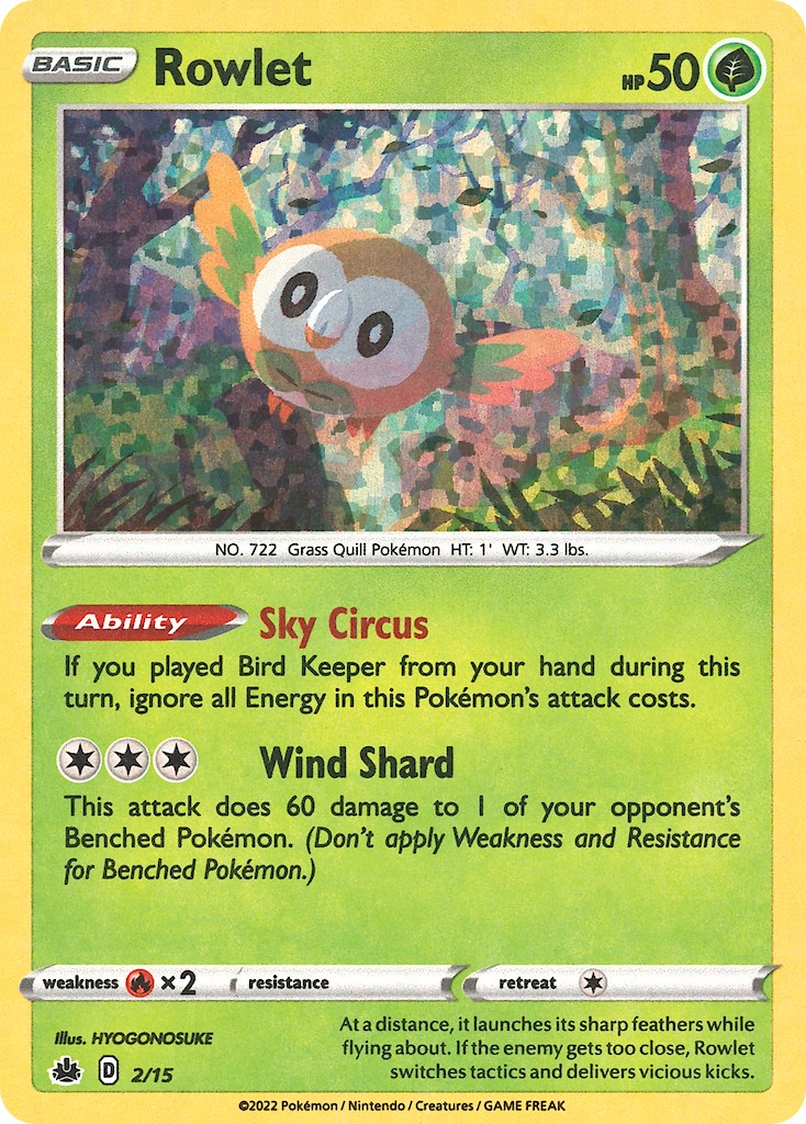 2022 Pokémon McDonald's Collection Rowlet #2 trading card