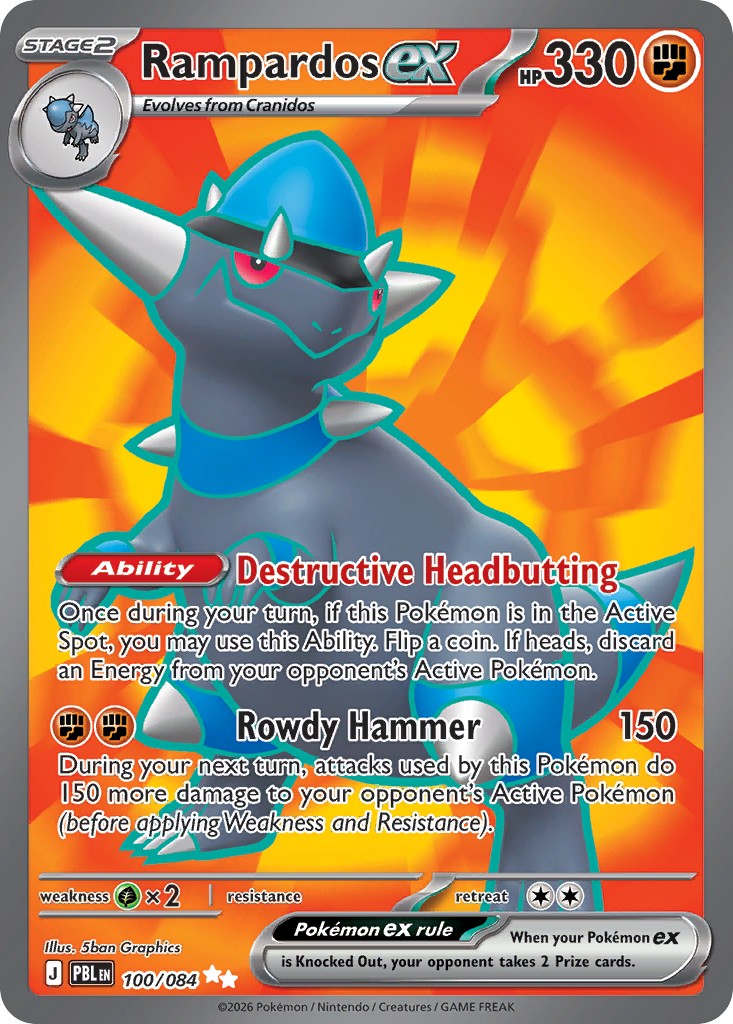 2026 Pokémon Pitch Black Rampardos ex #100 trading card