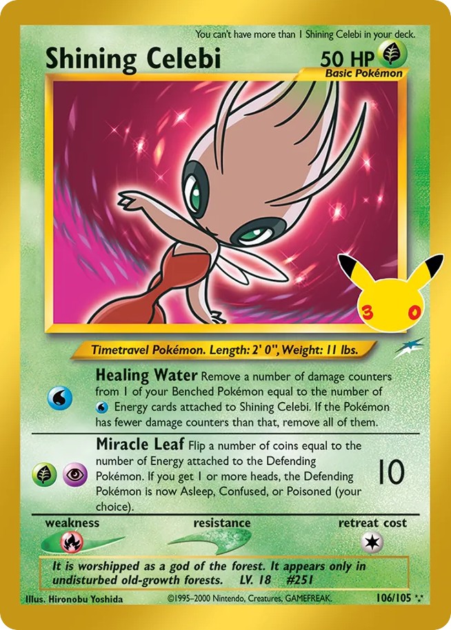 2021 Pokémon 30th Celebration Shining Celebi #106 trading card