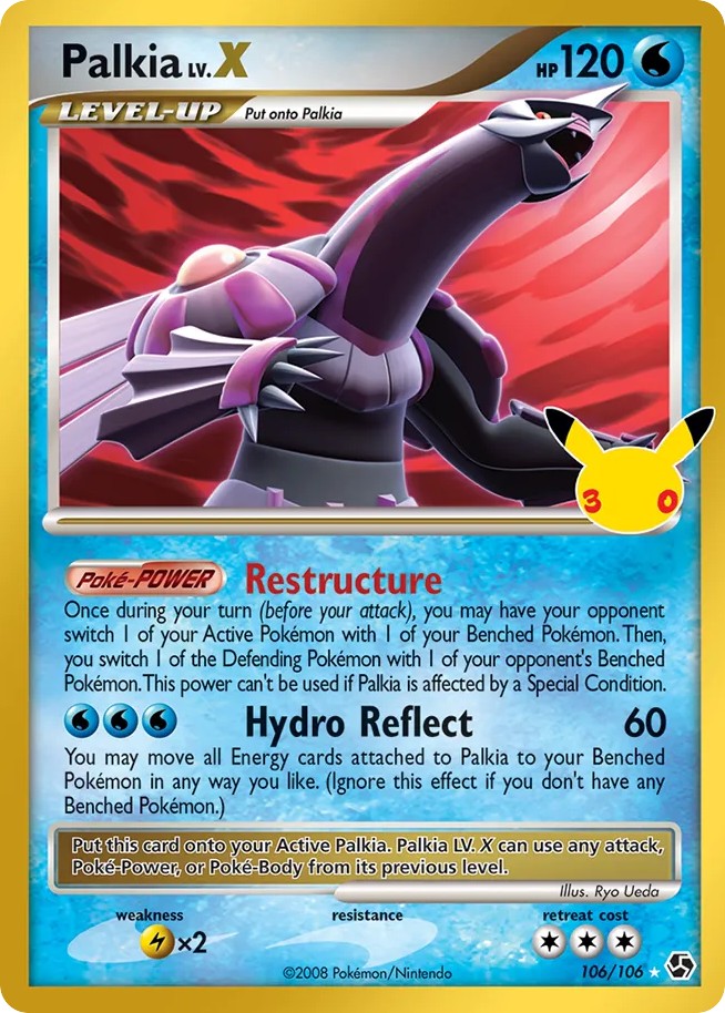 2021 Pokémon 30th Celebration Palkia LV.X #106 trading card