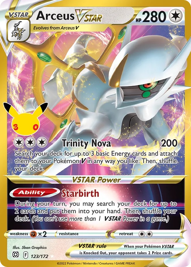 2021 Pokémon 30th Celebration Arceus VSTAR #123 trading card