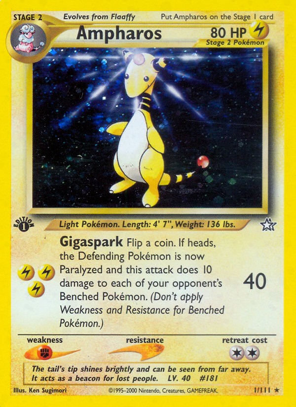 2000 Pokémon Neo Genesis Ampharos #1 trading card