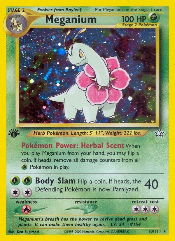 2000 Pokémon Neo Genesis Meganium #10 trading card